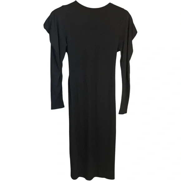 Aqua Ribbed V-Neck Knit Dress Black - Picture 5 of 7